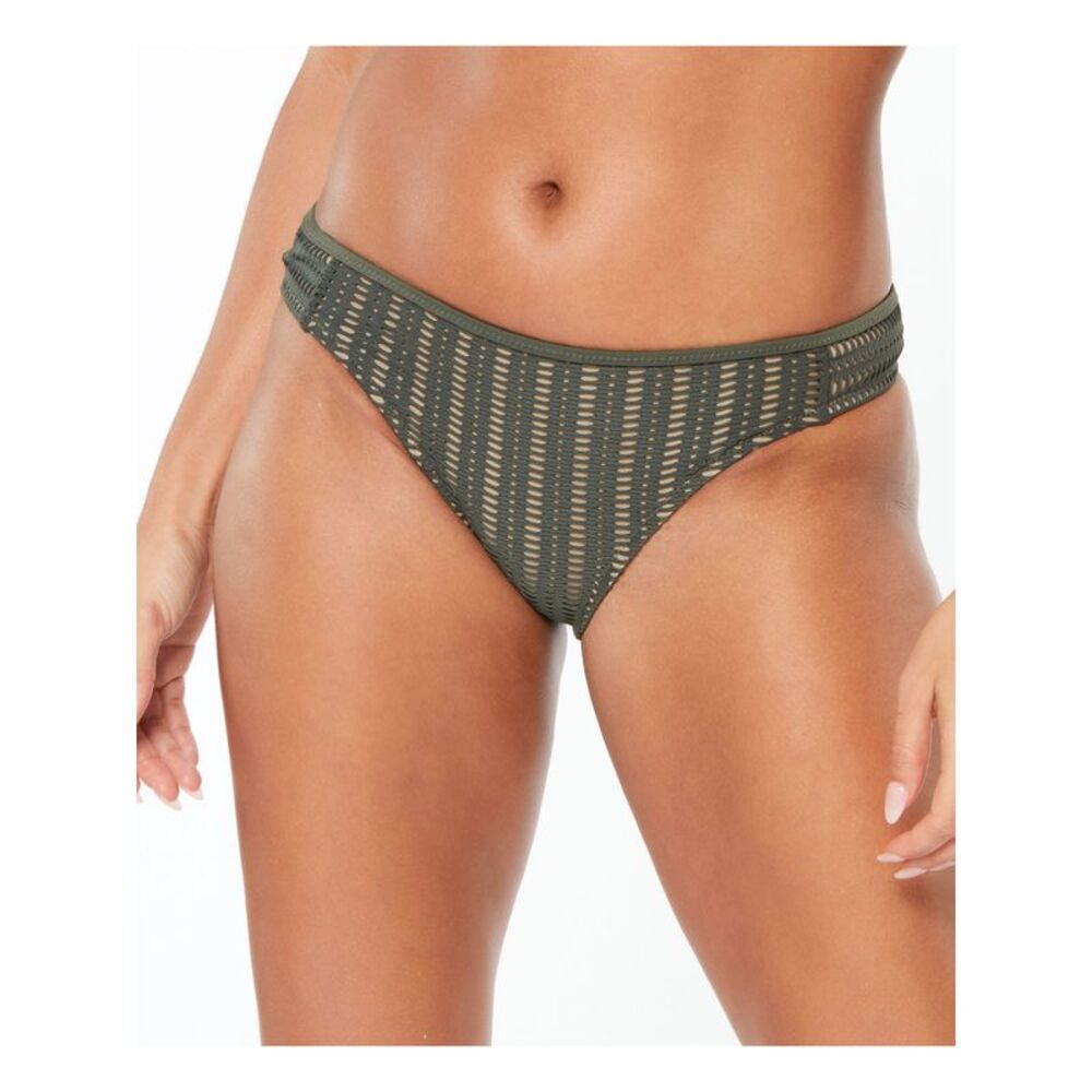 BAR III Women's Green Stretch Lined Crochet Hipster Swimsuit Bottom S